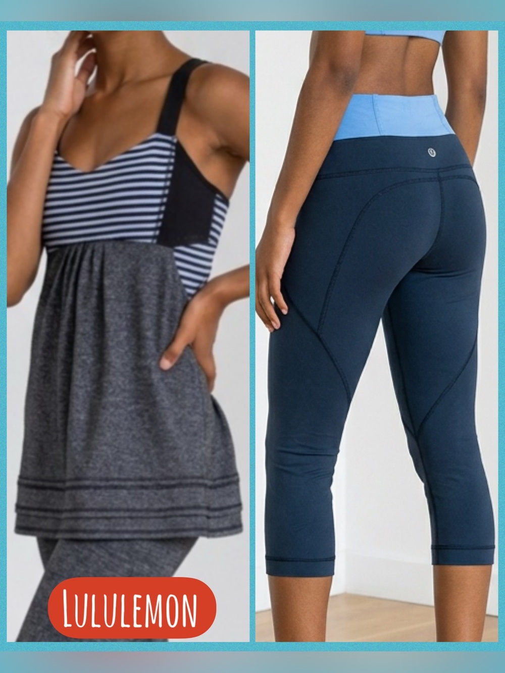 Set of 2: Lululemon 🍋 Striped Flow Shelf BraTank AND Leggings Size 6